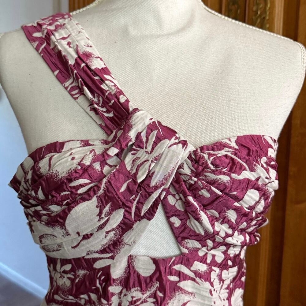 Alexis Livie one shoulder sheath mini dress Fuschia pink jacquard women’s M med - Picture 8 of 13